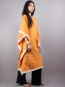 Yellow Hand Block Printed Kaftan With Beige Border - K1163F10