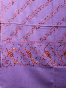 Purple Brown Yellow Pure Wool Jaldar Cashmere Shawl With Needle Embroidery From Kashmir - S200302
