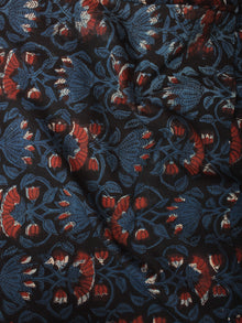 Black Brown Red Hand Block Printed Cotton Cambric Fabric Per Meter - F0916401