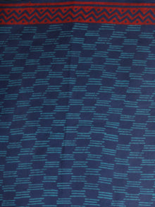 Indigo Sky Blue Maroon Yellow Green Hand Block Printed in Natural Colors Cotton Mul Saree - S031701000