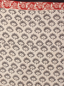 Black Ivory Red Hand Block Printed in Natural Colors Cotton Mul Saree - S031701007