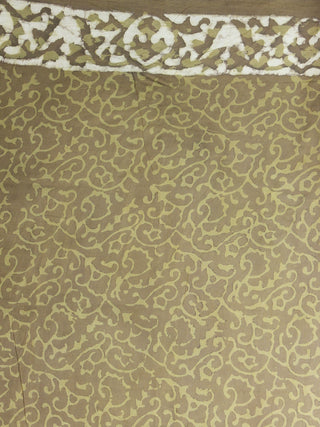 Asparagus Green Hand Block Printed in Natural Colors Cotton Mul Saree - S031701020