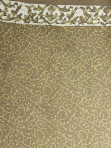 Asparagus Green Hand Block Printed in Natural Colors Cotton Mul Saree - S031701020