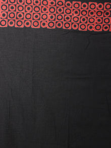 Black White Maroon Hand Block Printed in Natural Colors Cotton Mul Saree - S031701021