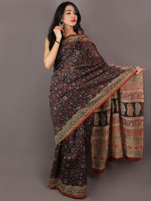 Multi Colour Hand Block Printed Kalamkaari Chanderi Saree - S031701026