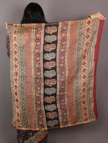 Multi Colour Hand Block Printed Kalamkaari Chanderi Saree - S031701026