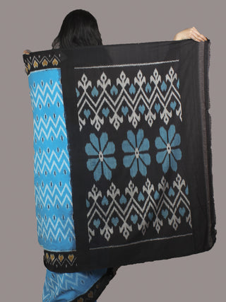 Azure Black Ivory Beige Ikat Handwoven Pochampally Cotton Saree - S031701048