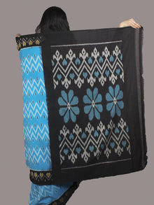 Azure Black Ivory Beige Ikat Handwoven Pochampally Cotton Saree - S031701048