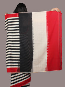 Red Black Beige Ikat Handwoven Pochampally Cotton Saree - S031701049