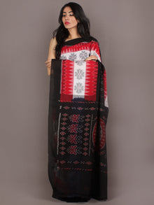 Red Black Ivory Grey Ikat Handwoven Pochampally Cotton Saree - S031701050