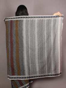 Black Grey Red Yellow Ikat Handwoven Pochampally Cotton Saree - S031701052