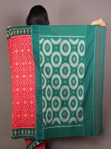 Red Green Grey Yellow Ikat Handwoven Pochampally Cotton Saree - S031701060