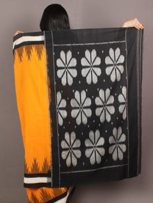 Yellow Black Ivory Grey Ikat Handwoven Pochampally Cotton Saree - S031701063
