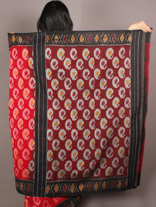 Red Black Multi Color Ikat Handwoven Pochampally Cotton Saree - S031701069
