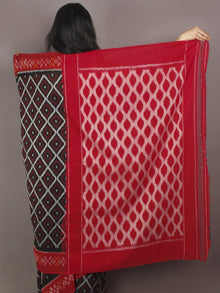 Red Black Ivory Ikat Handwoven Pochampally Cotton Saree - S031701072
