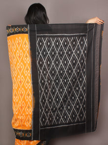 Yellow Black Ivory Ikat Handwoven Pochampally Cotton Saree - S031701076