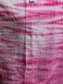 White Pink Hand Shibori Dyed Cotton Suit-Salwar Fabric With Chiffon Dupatta - S1628108