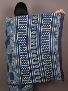 Indigo Ivory Hand Block Printed in Natural Colors Cotton Mul Saree - S031701080