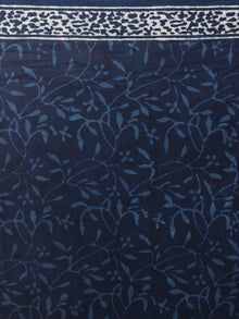 Indigo Ivory Hand Block Printed in Natural Colors Cotton Mul Saree - S031701080