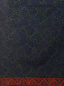 Blue Green Yellow Hand Block Printed in Natural Colors Cotton Mul Saree - S031701084