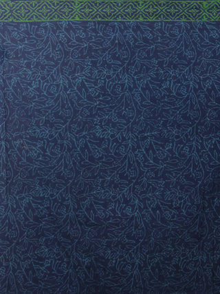 Blue Green Yellow Hand Block Printed in Natural Colors Cotton Mul Saree - S031701085