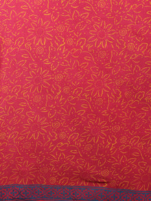 Crimson Red Yellow Green Hand Block Printed in Natural Colors Cotton Mul Saree - S031701086