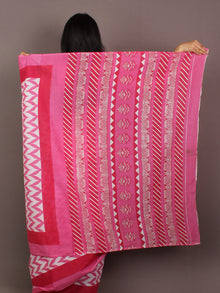 Pink Ivory Red Hand Block Printed in Natural Colors Cotton Mul Saree - S031701087