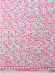 Pink Ivory Red Hand Block Printed in Natural Colors Cotton Mul Saree - S031701087