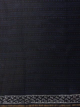 Indigo Ivory Blue Hand Block Printed in Natural Colors Chanderi Saree - S031701092