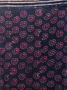Indigo Purple Ivory Hand Block Printed in Natural Colors Chanderi Saree - S031701094