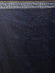 Indigo Blue Ivory Hand Block Printed in Natural Colors Chanderi Saree - S031701095