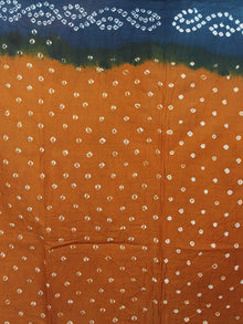 Mustard Teal Blue Ivory Hand Tie & Dye Bandhej Cotton Mul Saree - S031701098