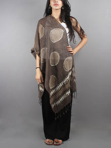 Brown Bagru Hand Printed Handloom Cotton Stole- S6317011