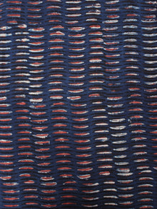 Indigo Black Red Hand Block Printed Cotton Cambric Fabric Per Meter - F0916400