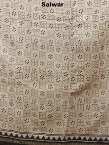 Beige Black Red Hand Block Printed Chanderi Kurta-Salwar Fabric With Chanderi Dupatta - S1628025