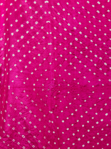 Pink Green Ivory Hand Tie & Dye Bandhej Art Silk Saree - S031701100