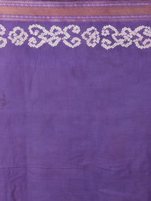 Purple Ivory Hand Tie & Dye Bandhej Glace Cotton Saree With Resham Border - S031701101