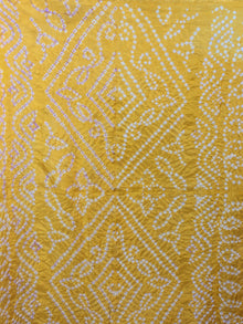 Yellow Red Ivory Hand Tie & Dye Bandhej Art Silk Saree - S031701106