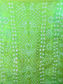 Green Pink Ivory Hand Tie & Dye Bandhej Art Silk Saree - S031701107