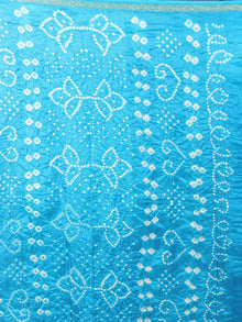Purple Sky Blue Ivory Hand Tie & Dye Bandhej Art Silk Saree - S031701108