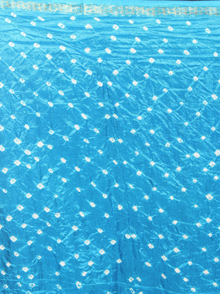 Pink Sky Blue Ivory Hand Tie & Dye Bandhej Art Silk Saree - S031701110