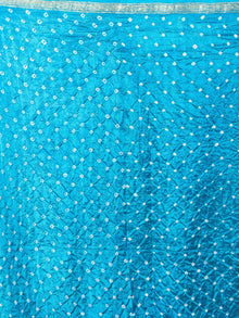 Purple Sky Blue Ivory Hand Tie & Dye Bandhej Art Silk Saree - S031701112