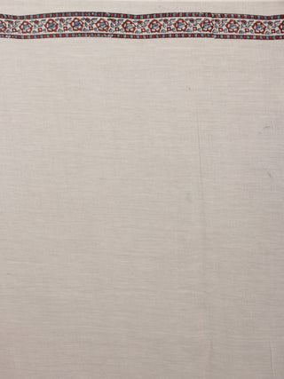 Ivory Indigo Maroon Mughal Nakashi Ajrakh Hand Block Printed in Natural Vegetable Colors Cotton Mul Saree - S031701120