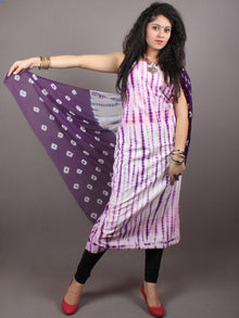 Indigo White Hand Shibori Dyed Cotton Suit-Salwar Fabric With Chiffon Dupatta - S1628115