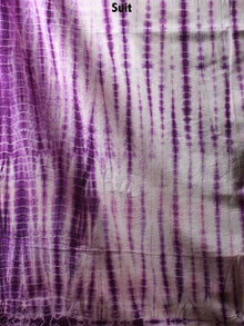 Indigo White Hand Shibori Dyed Cotton Suit-Salwar Fabric With Chiffon Dupatta - S1628115