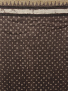 Brown Black Ivory Hand Block Printed Kalamkari Chanderi Silk Saree With Ghicha Border - S031701152