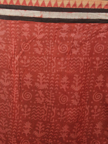 Red Black Ivory Hand Block Printed Kalamkari Chanderi Silk Saree With Ghicha Border - S031701153