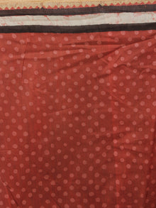 Red Black Ivory Hand Block Printed Kalamkari Chanderi Silk Saree With Ghicha Border - S031701154