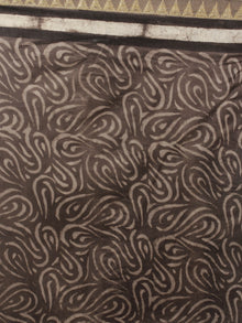 Brown Black Ivory Hand Block Printed Kalamkari Chanderi Silk Saree With Ghicha Border - S031701155