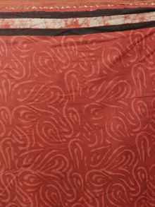 Red Black Ivory Hand Block Printed Kalamkari Chanderi Silk Saree With Ghicha Border - S031701156